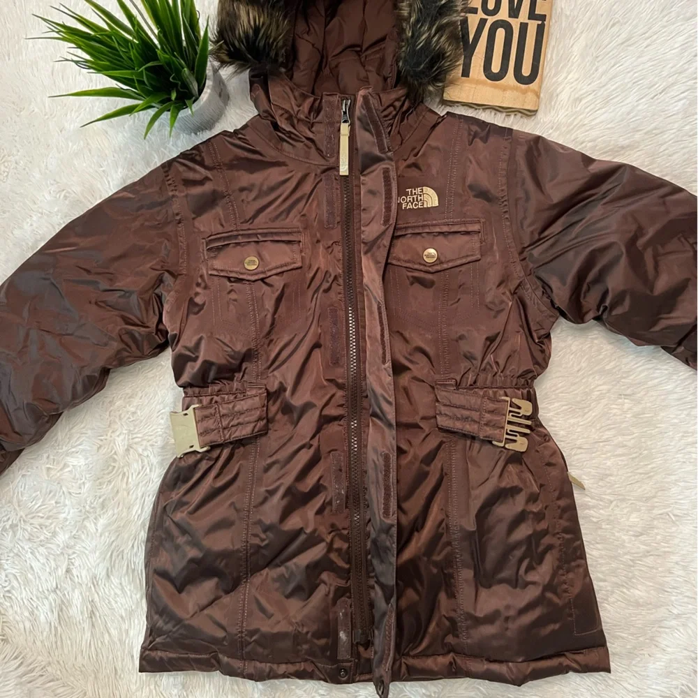 The North Face 550 HyVent Down Fill Hooded Belted Jacket/Coat - Size M 10-12